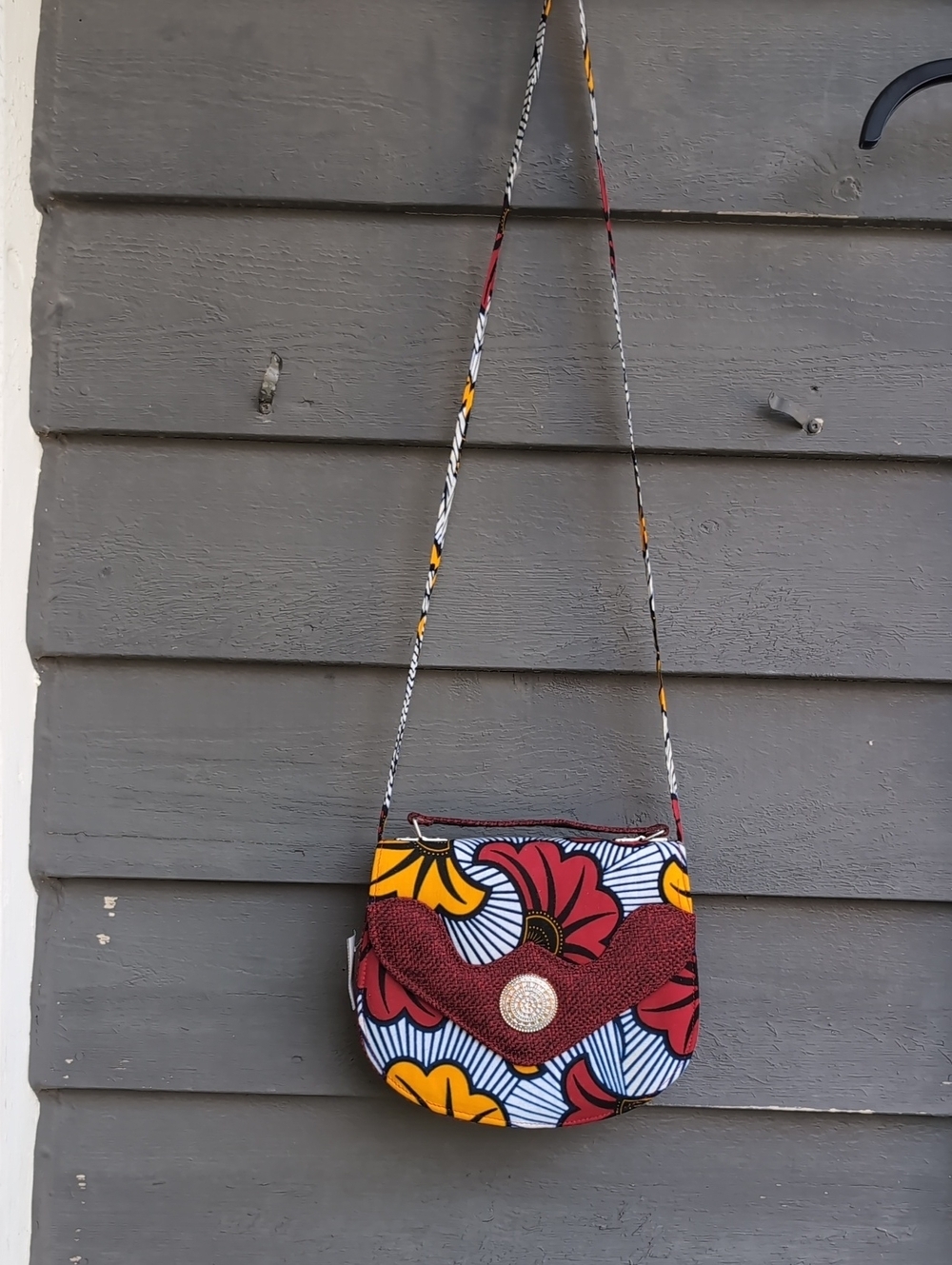 Women’s Floral Crossbody Bag - Burgundy, Yellow & White